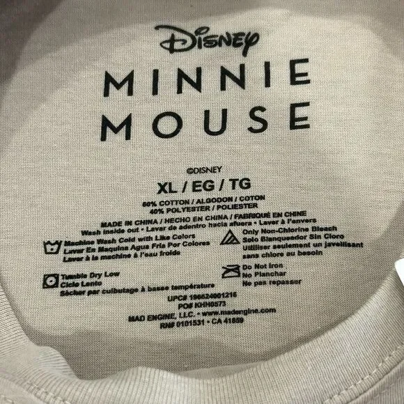 Disney T-Shirt Women's Size XL Color Gray Minnie Mouse Graphic T-Shirt. NWT - Picture 4 of 10